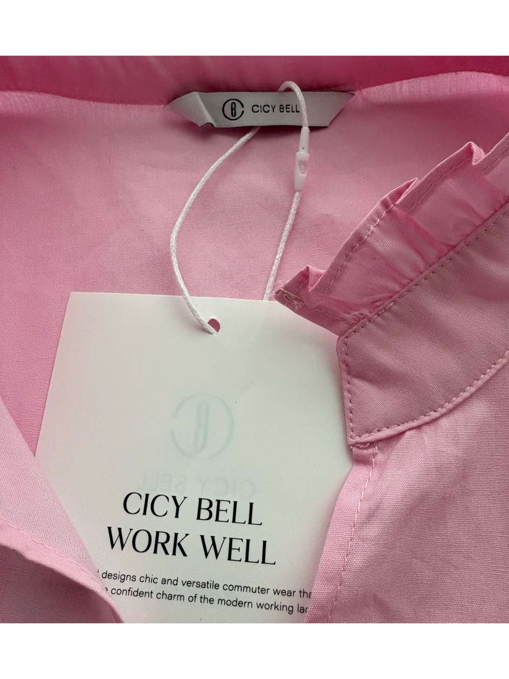 Cicy Bell NWT Light Pink Cotton Puff Sleeve Babydoll Blouse Size L - Picture 7 of 14